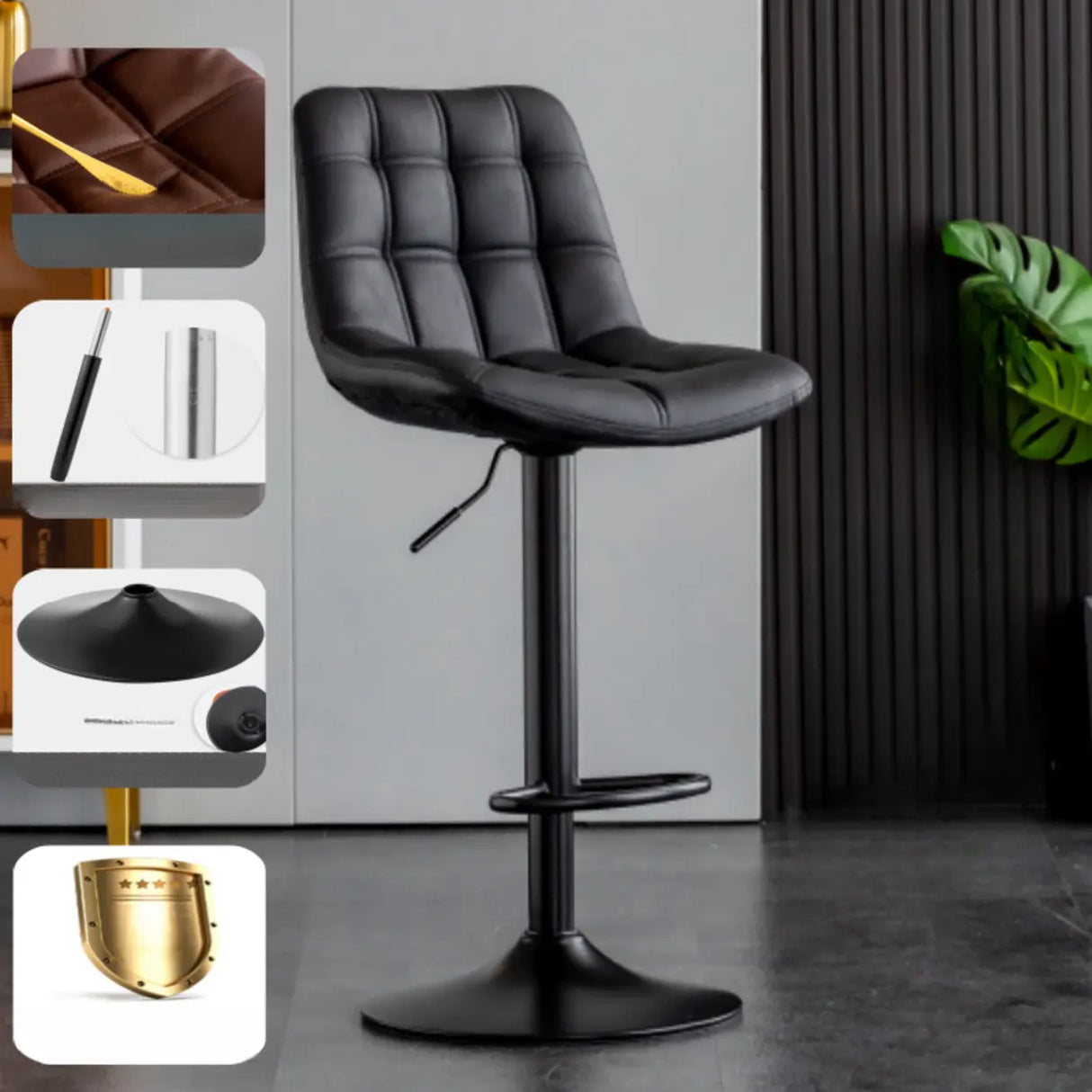 Modern Adjustable Height Square Bar Stools with Rotating Back Image - 10