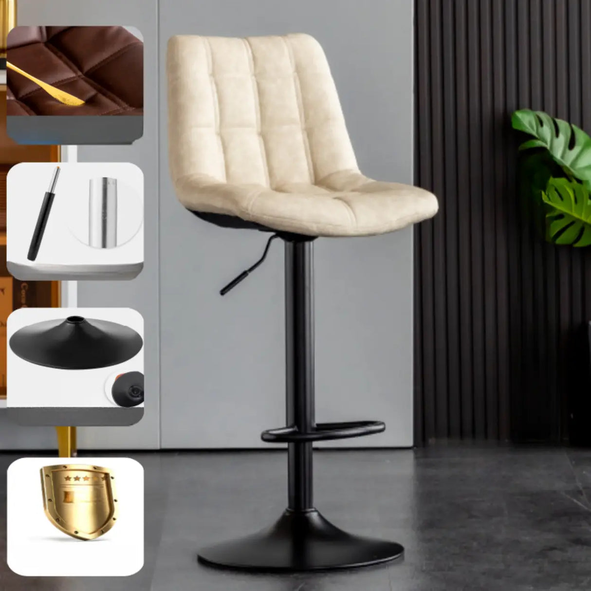 Modern Adjustable Height Square Bar Stools with Rotating Back Image - 11