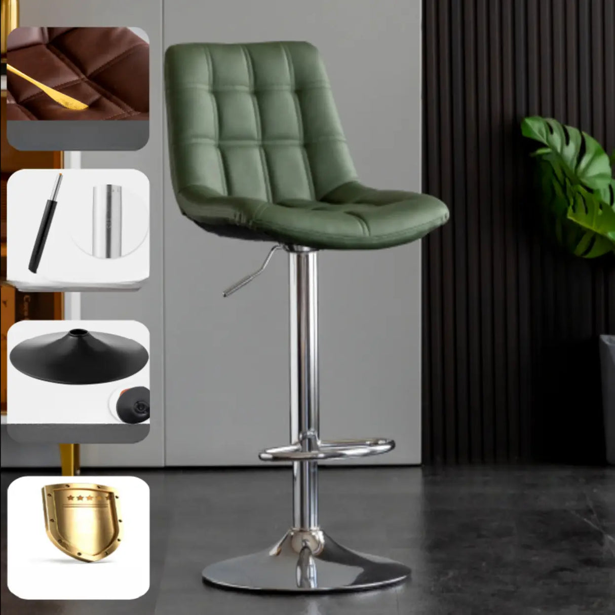 Modern Adjustable Height Square Bar Stools with Rotating Back Image - 13