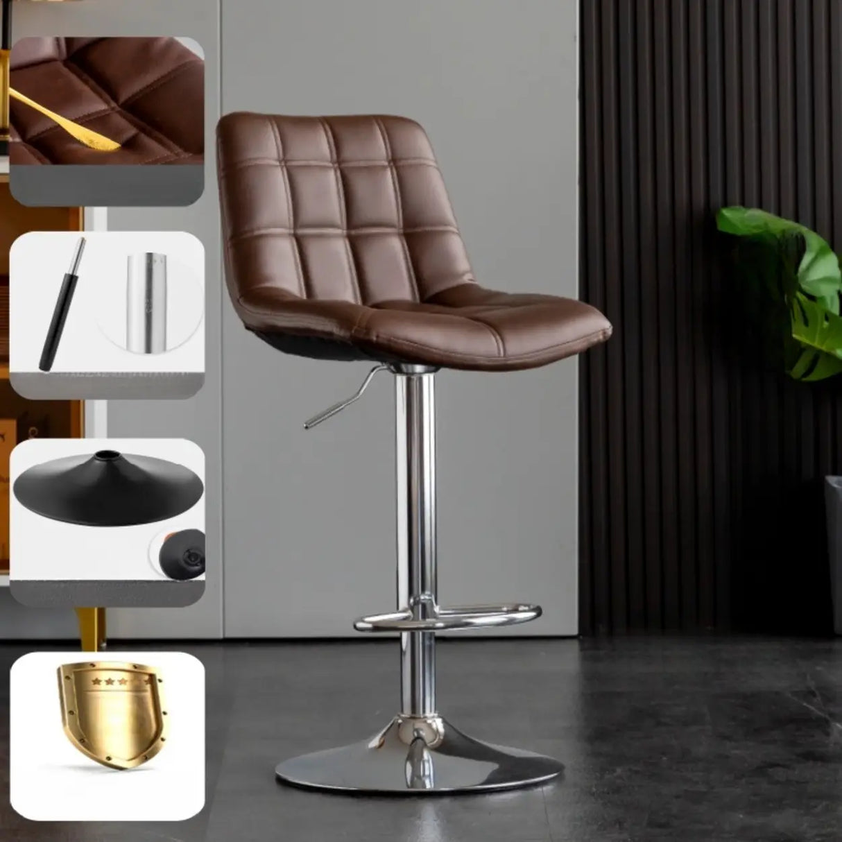 Modern Adjustable Height Square Bar Stools with Rotating Back Image - 14