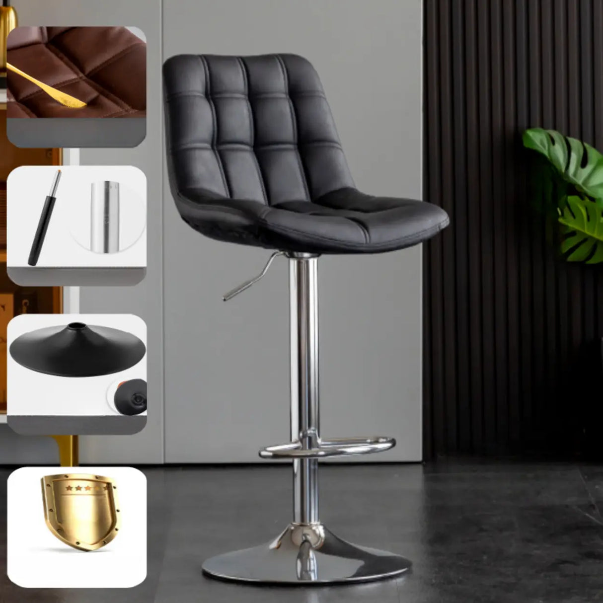 Modern Adjustable Height Square Bar Stools with Rotating Back Image - 15