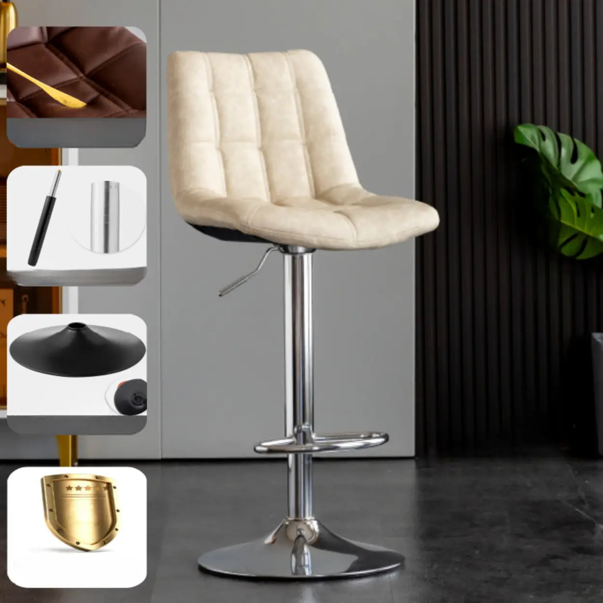 Modern Adjustable Height Square Bar Stools with Rotating Back Image - 16