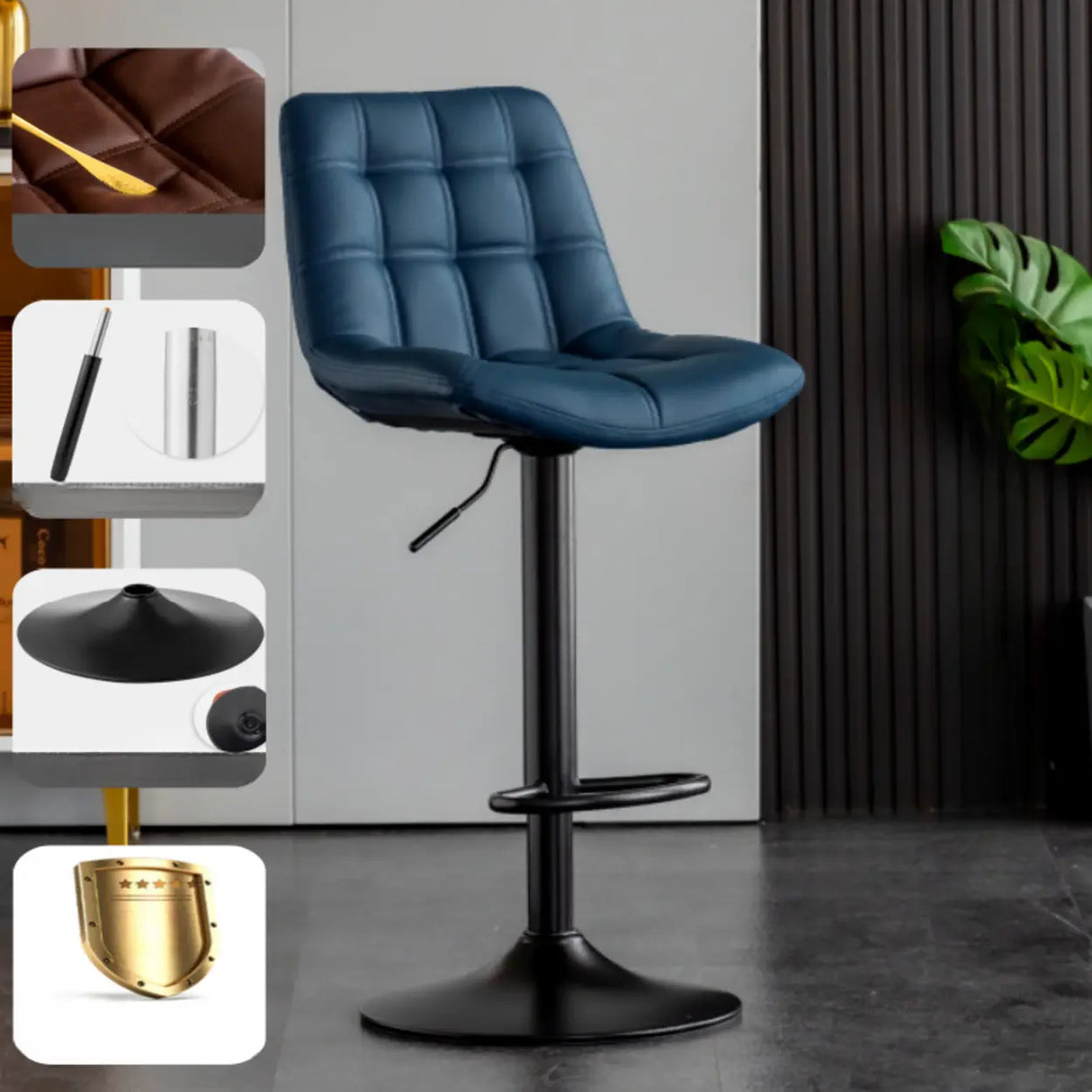 Modern Adjustable Height Square Bar Stools with Rotating Back Image - 2