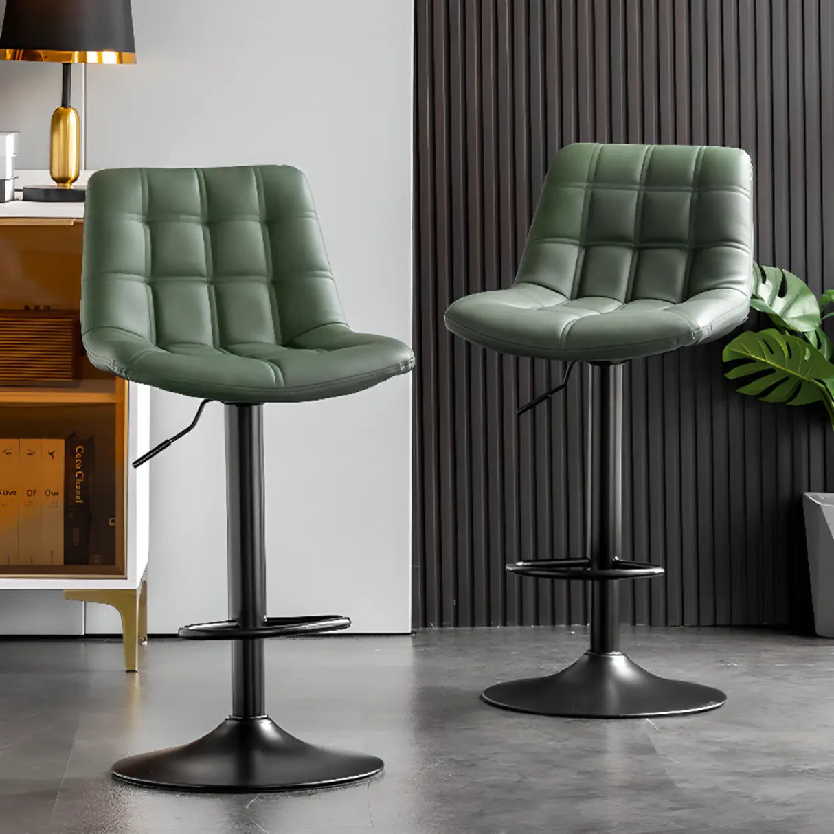 Modern Adjustable Height Square Bar Stools with Rotating Back Image - 6