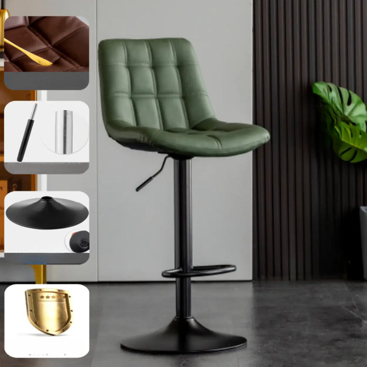 Modern Adjustable Height Square Bar Stools with Rotating Back Image - 7