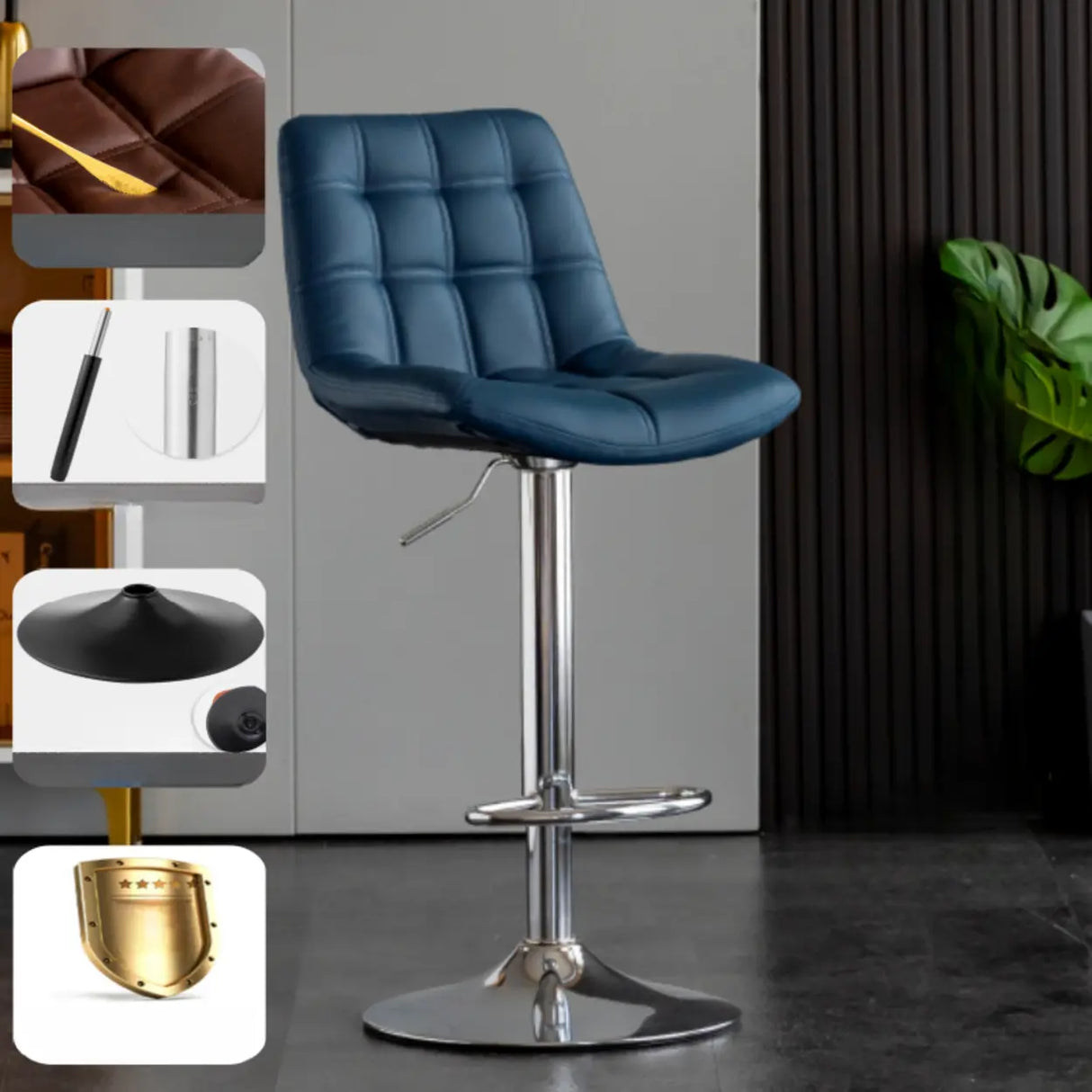 Modern Adjustable Height Square Bar Stools with Rotating Back Image - 9