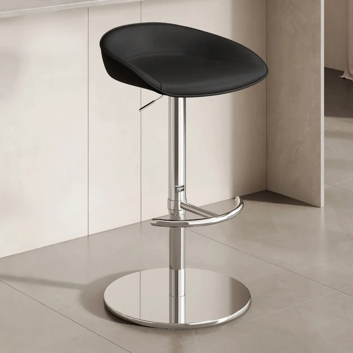 Modern Adjustable Height Swivel Bar Stool with Footrest Image - 11