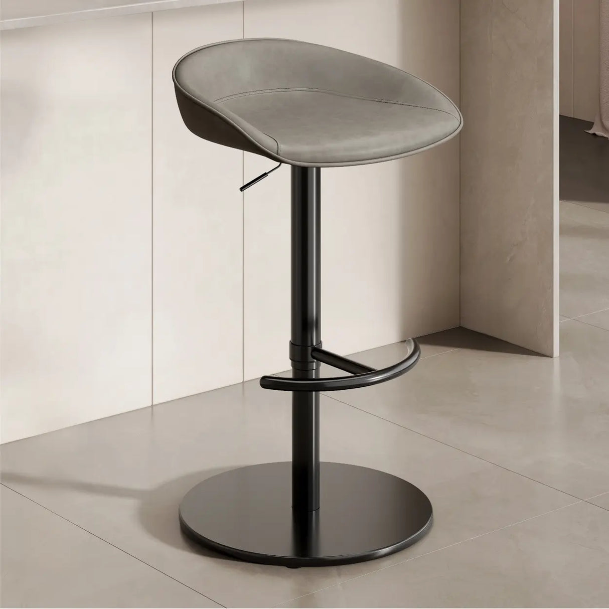 Modern Adjustable Height Swivel Bar Stool with Footrest Image - 16