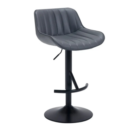 Modern Adjustable Height Swivel Leather Bar Stool with Footrest Image - 2
