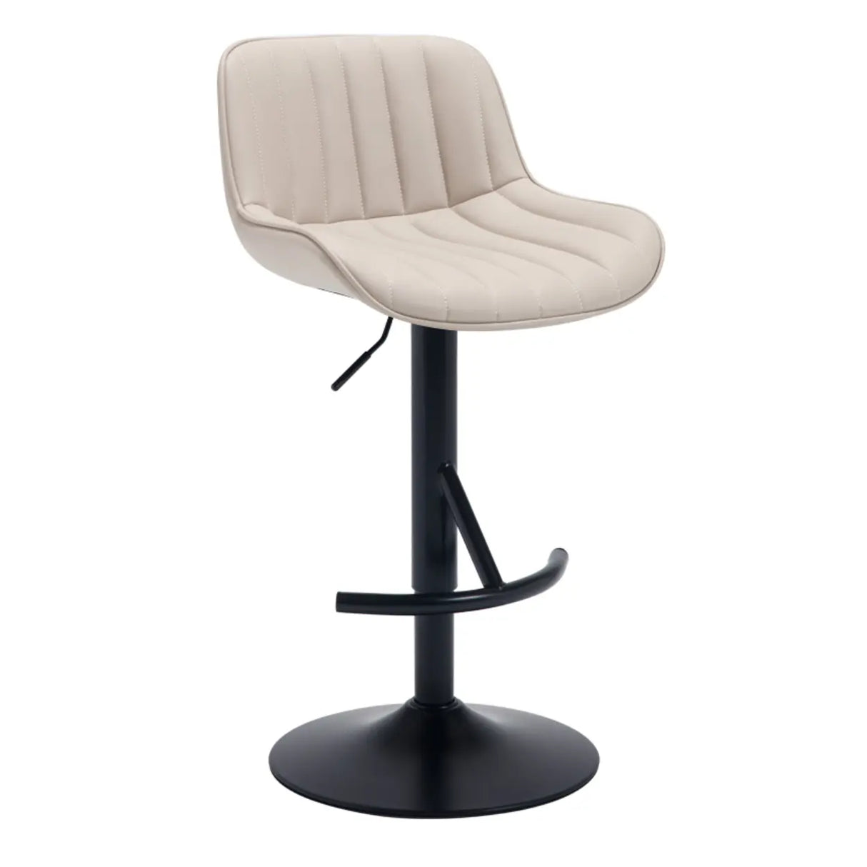 Modern Adjustable Height Swivel Leather Bar Stool with Footrest Image - 3