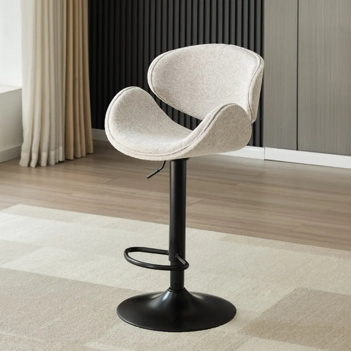 Modern Adjustable Height Swivel Saddle Bar Stool with Footrest Image - 11