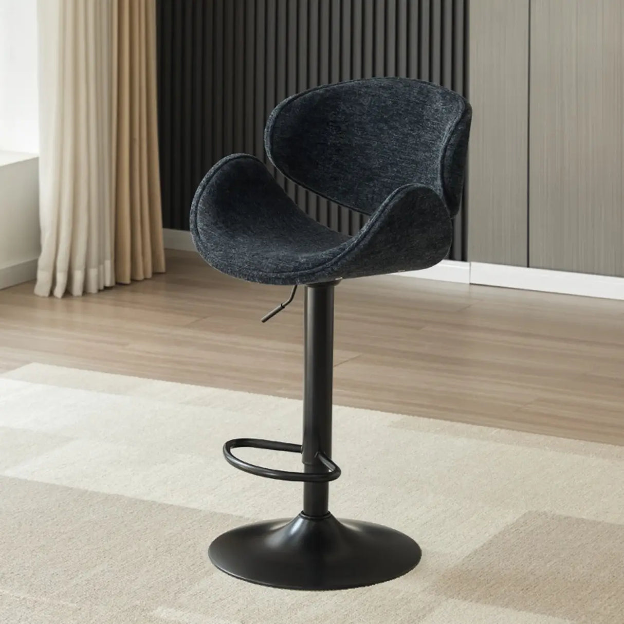 Modern Adjustable Height Swivel Saddle Bar Stool with Footrest Image - 13