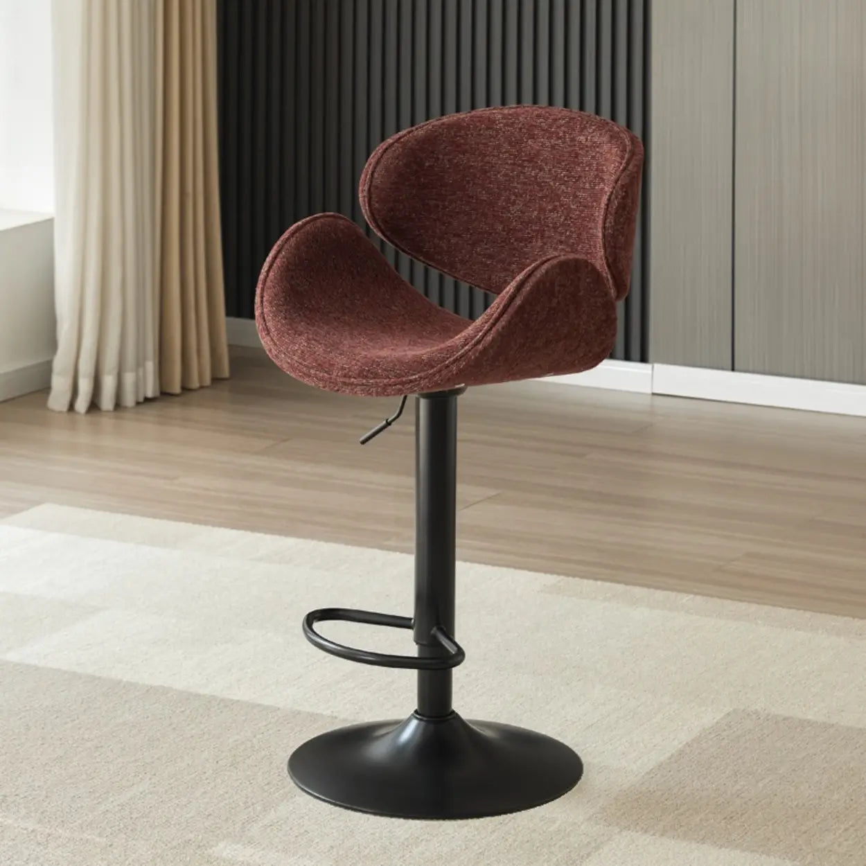 Modern Adjustable Height Swivel Saddle Bar Stool with Footrest Image - 15