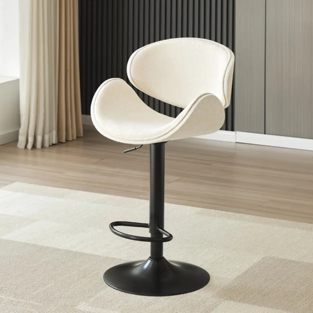 Modern Adjustable Height Swivel Saddle Bar Stool with Footrest Image - 2