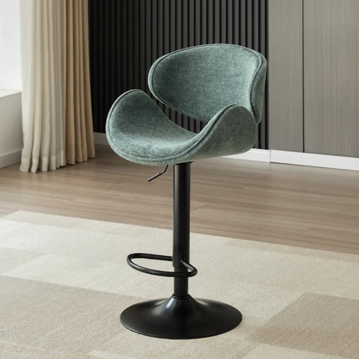 Modern Adjustable Height Swivel Saddle Bar Stool with Footrest Image - 3