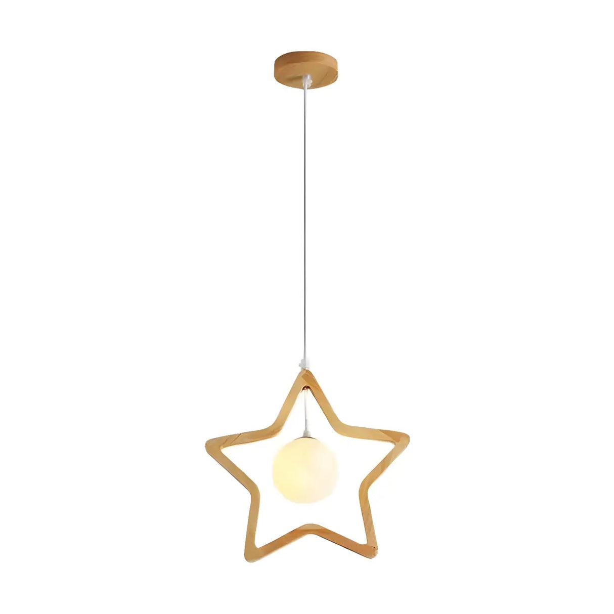 Modern Adjustable Height Wood Star Bedroom Pendant Light Image - 5