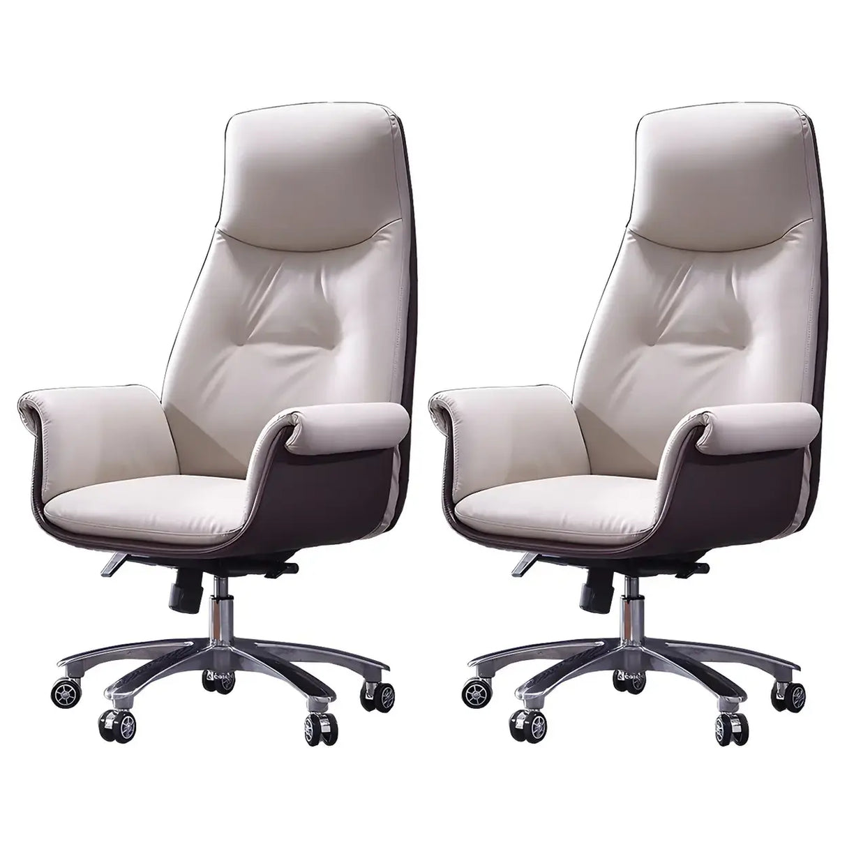 Modern Adjustable Leather Ergonomic Office Chair With Casters Image - 16