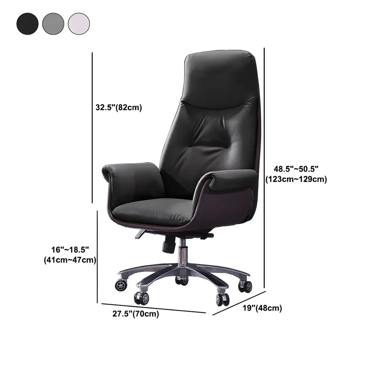 Modern Adjustable Leather Ergonomic Office Chair With Casters