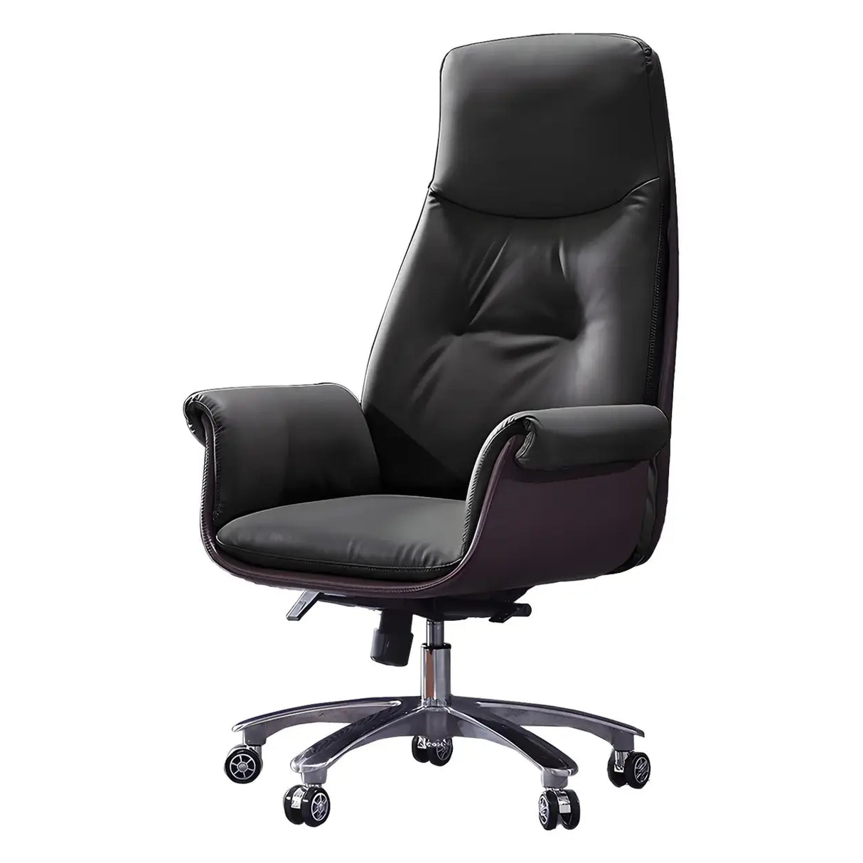 Modern Adjustable Leather Ergonomic Office Chair With Casters Image - 3