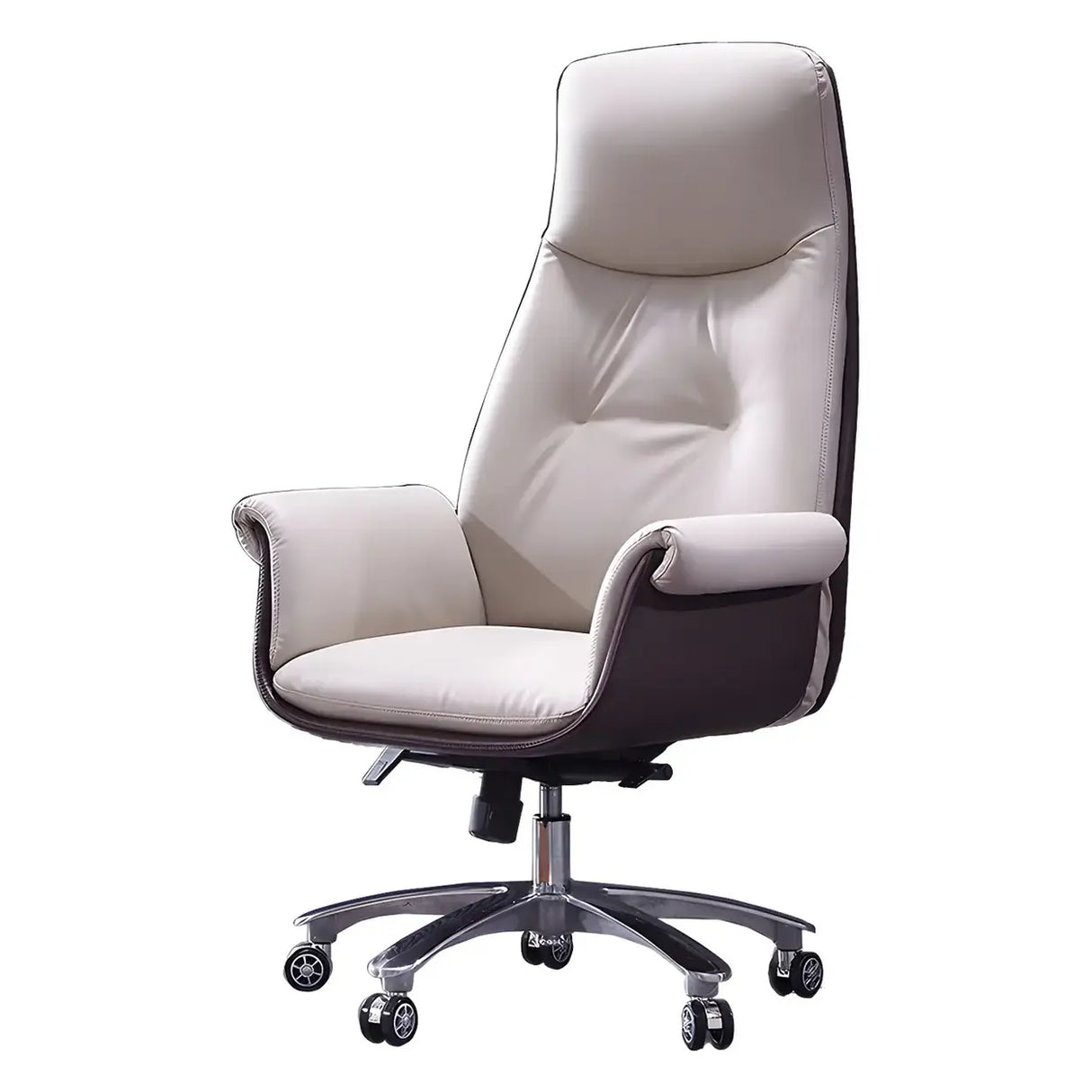 Modern Adjustable Leather Ergonomic Office Chair With Casters Image - 6