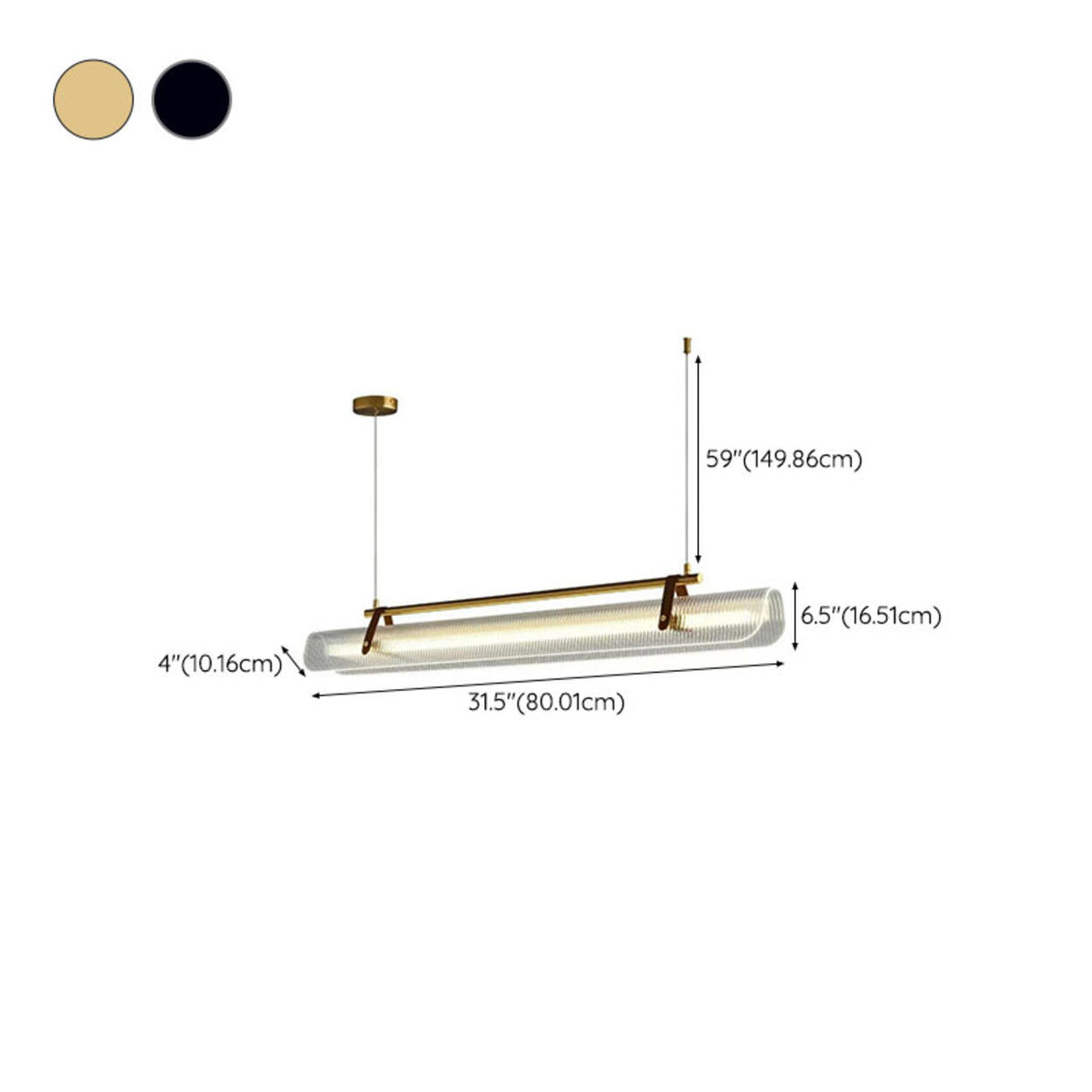 Modern Adjustable Linear Glass Kitchen Island Light