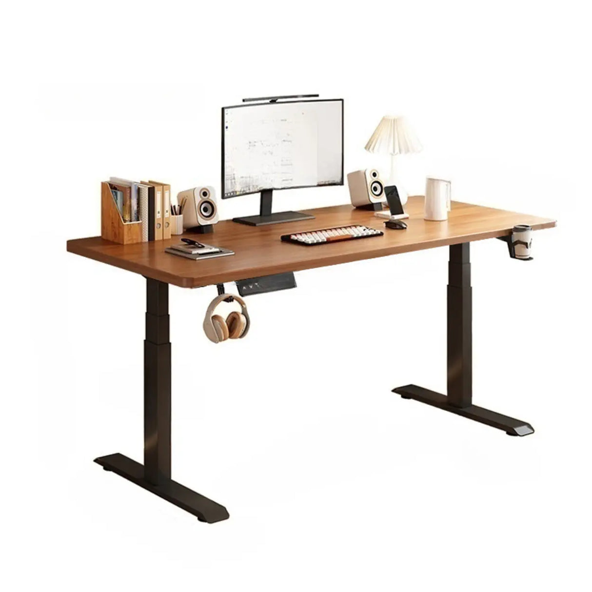 Modern Adjustable Rectangle Wood T-Shape Standing Desk Image - 10