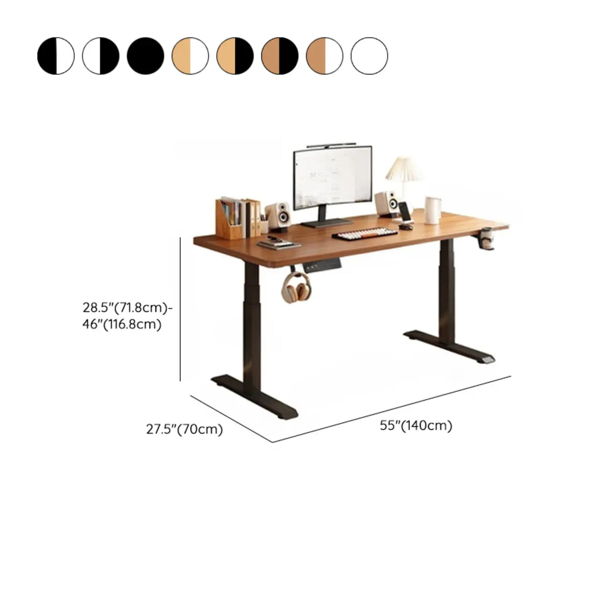 Modern Adjustable Rectangle Wood T-Shape Standing Desk Image - 23
