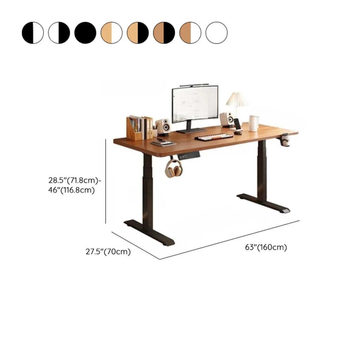 Modern Adjustable Rectangle Wood T-Shape Standing Desk Image - 25