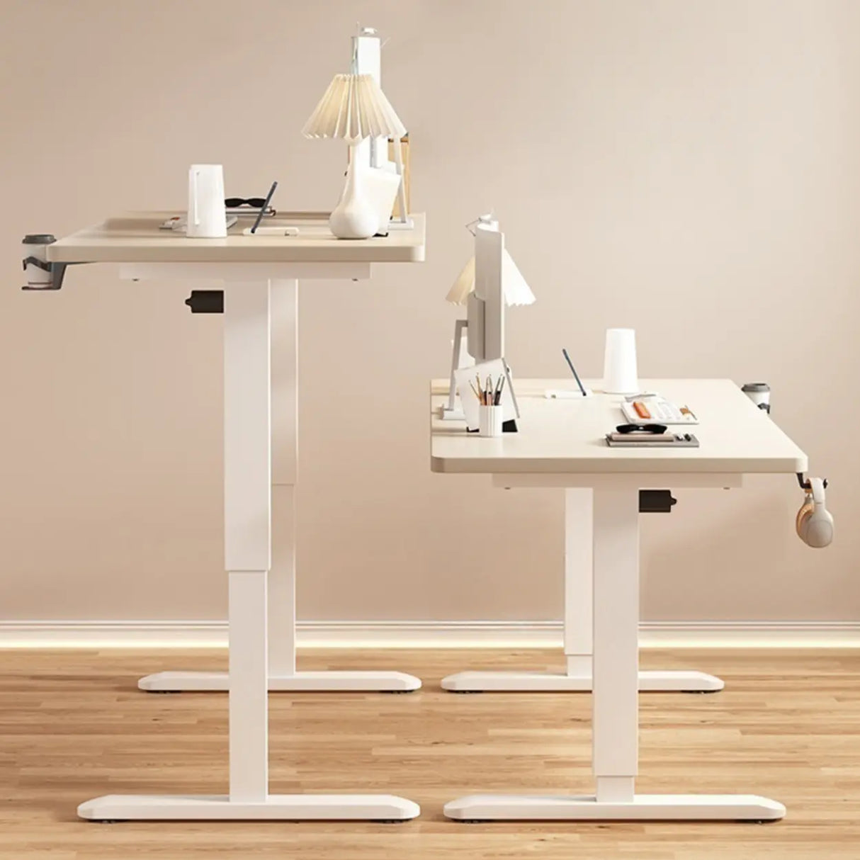 Modern Adjustable Rectangle Wood T-Shape Standing Desk Image - 8