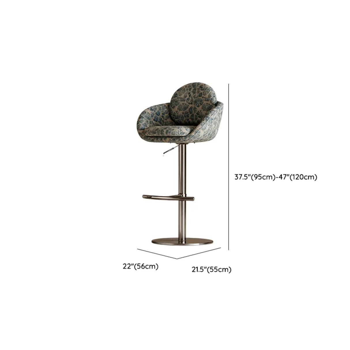 Modern Adjustable Swivel Cushioned Seat Bucket Bar Stool Image - 15