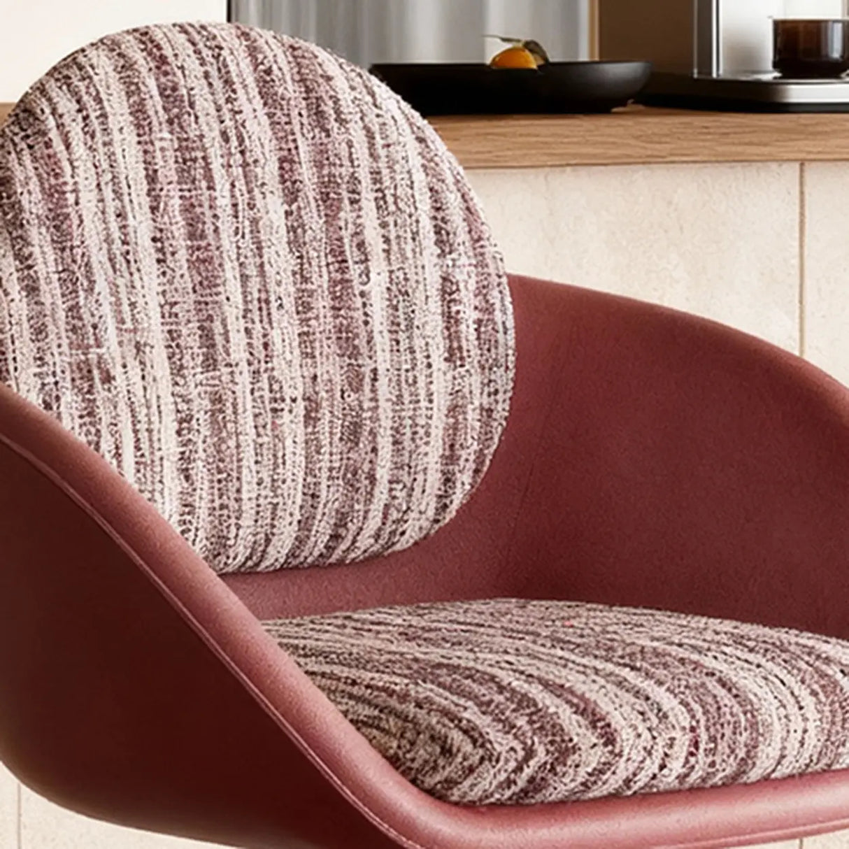 Modern Adjustable Swivel Cushioned Seat Bucket Bar Stool Image - 8