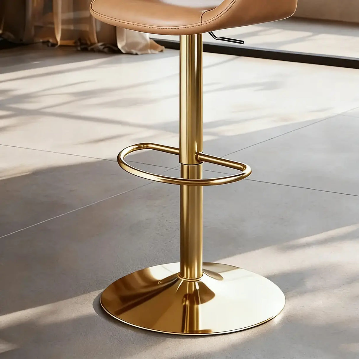 Modern Adjustable Swivel Faux Leather Counter Bar Stool Image - 9