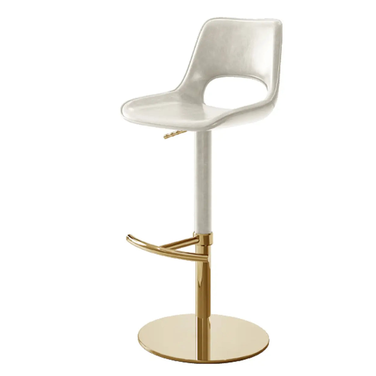 White Gold Modern Adjustable Swivel Leather Low Back Bucket Bar Stool Image - 11