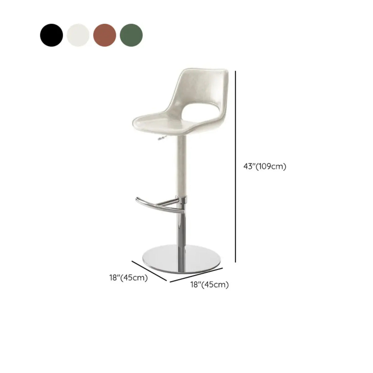 Modern Adjustable Swivel Leather Low Back Bucket Bar Stool Image - 15