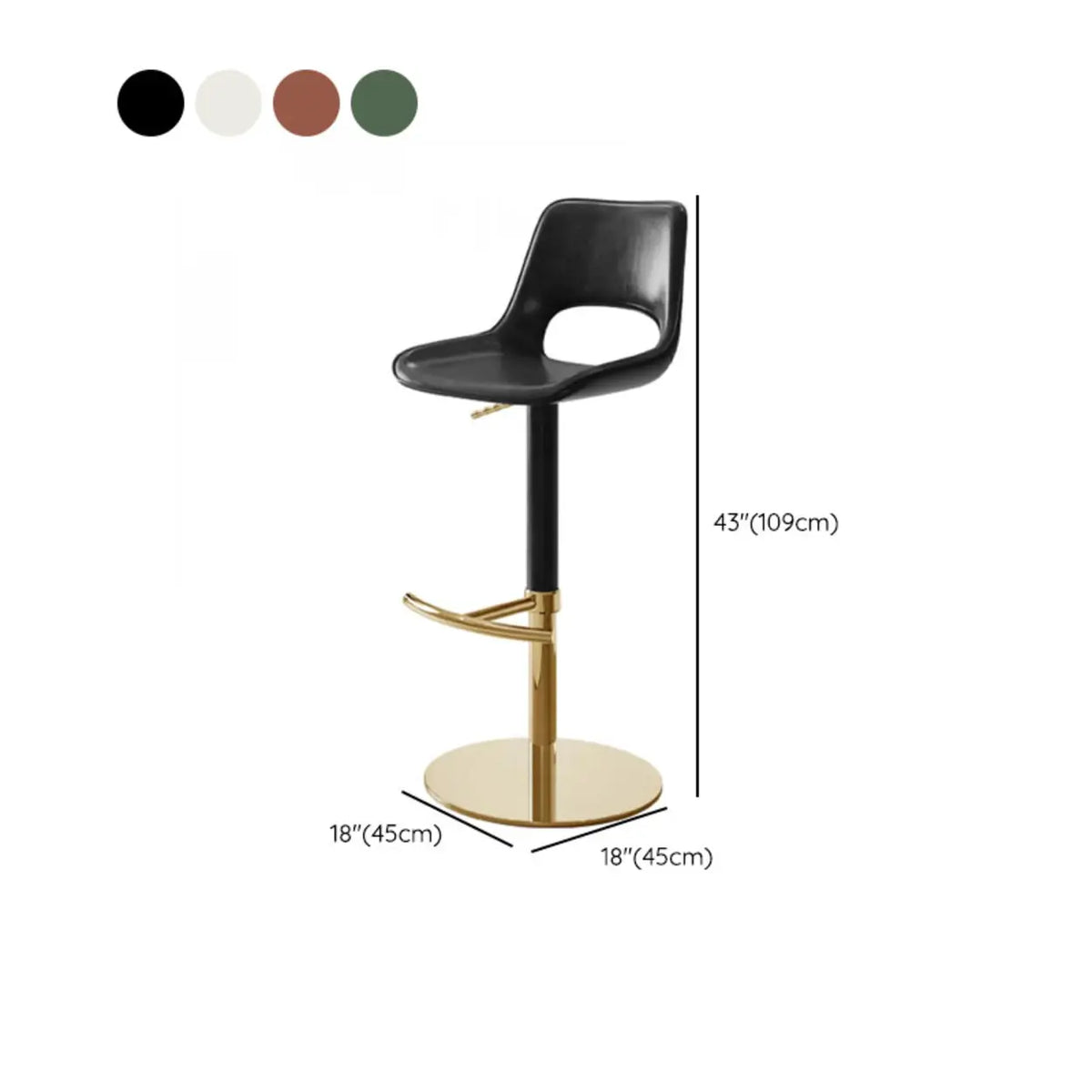 Modern Adjustable Swivel Leather Low Back Bucket Bar Stool Image - 16