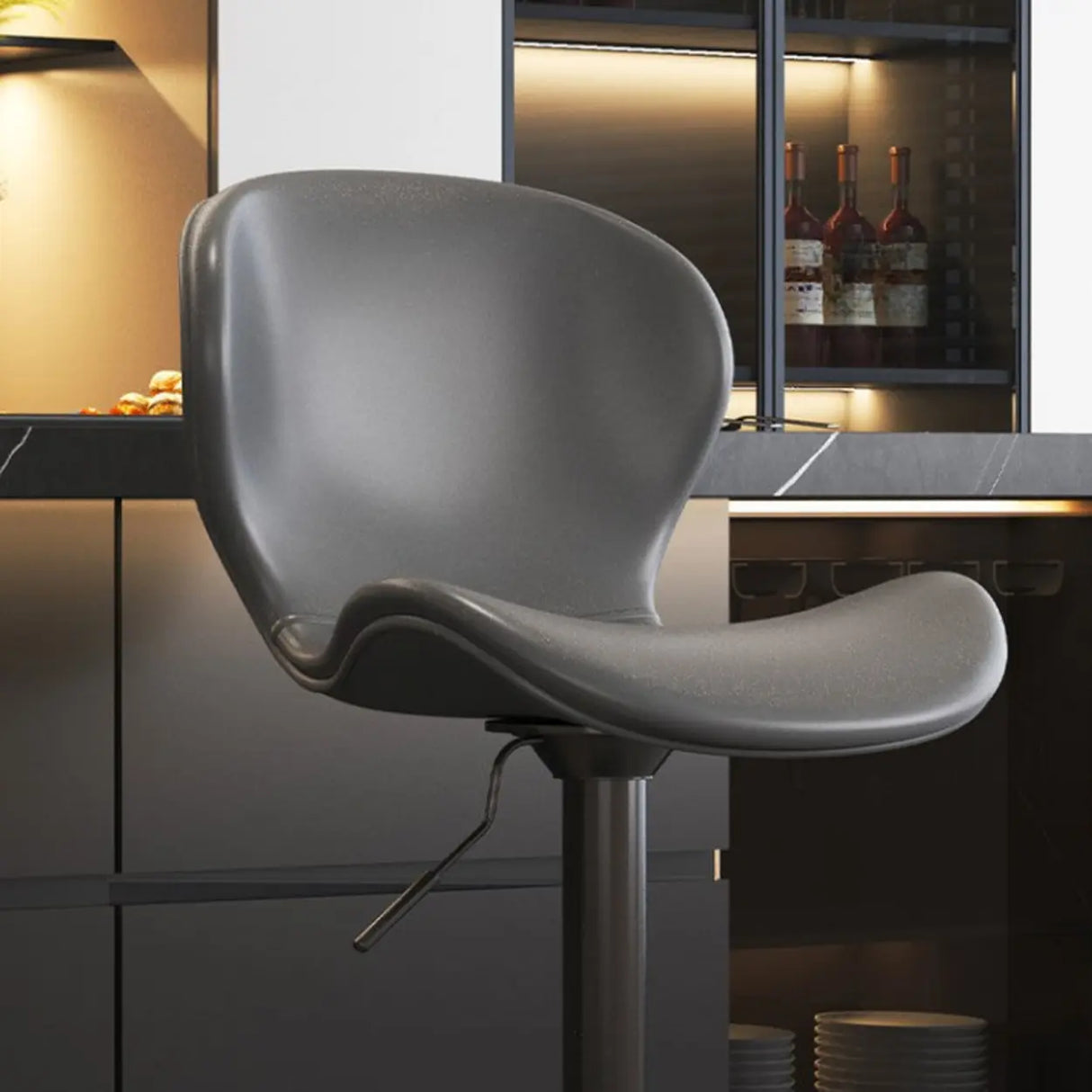 Modern Adjustable Swivel Orange Saddle Bar Stool with Footrest Image - 12