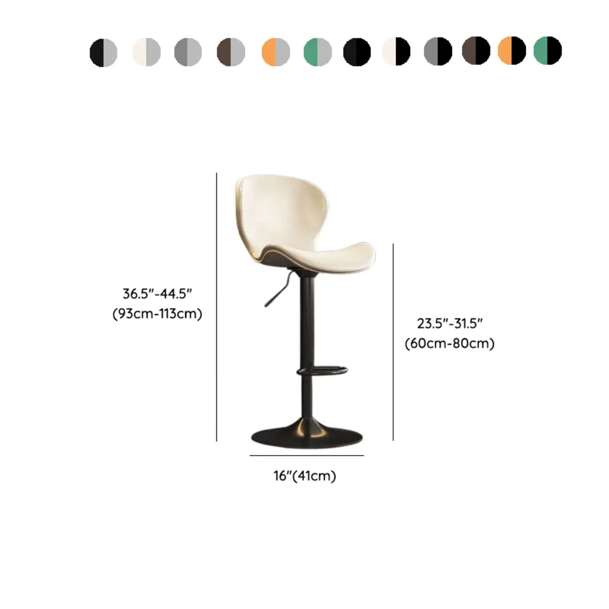 Modern Adjustable Swivel Orange Saddle Bar Stool with Footrest