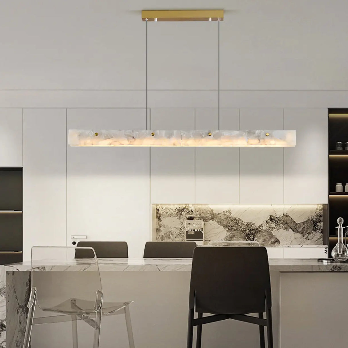 Modern Adjustable White Linear Island Pendant Light Image - 3