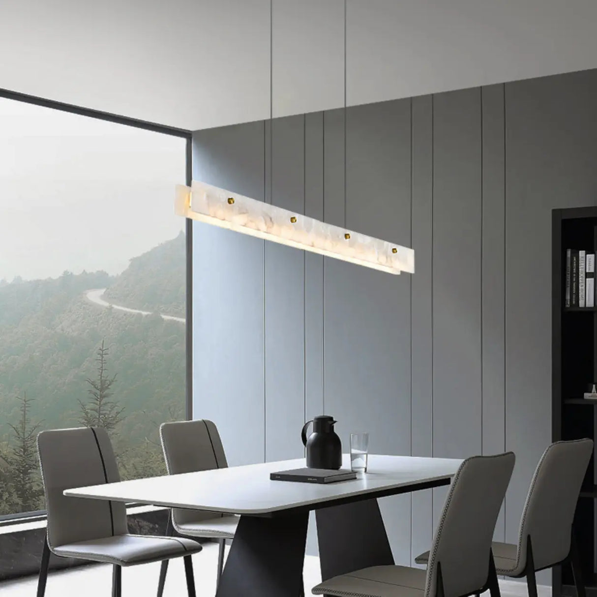 Modern Adjustable White Linear Island Pendant Light Image - 5