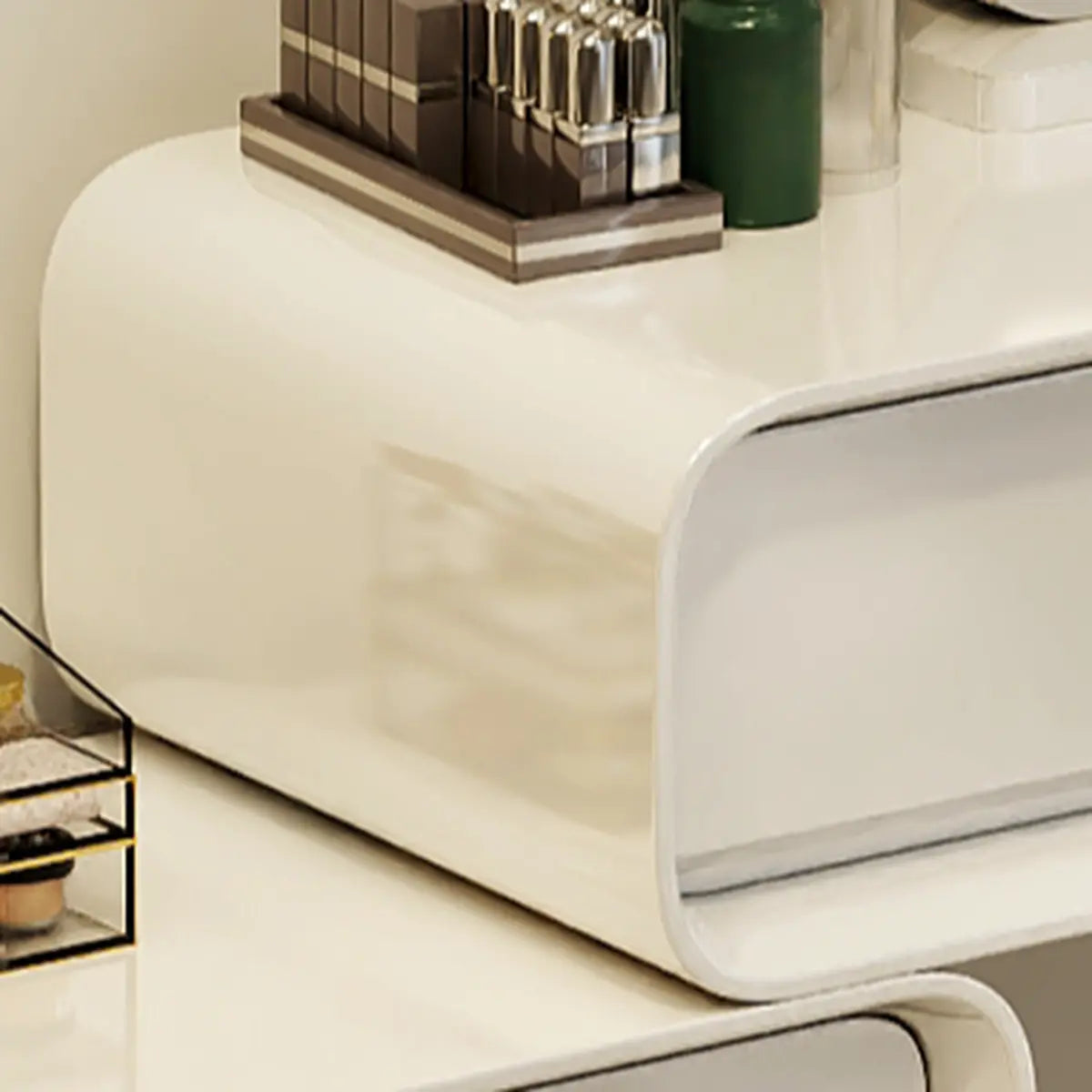 Modern Adjustable Wood Bedroom White Large 5 Drawers Vanity Image - 10