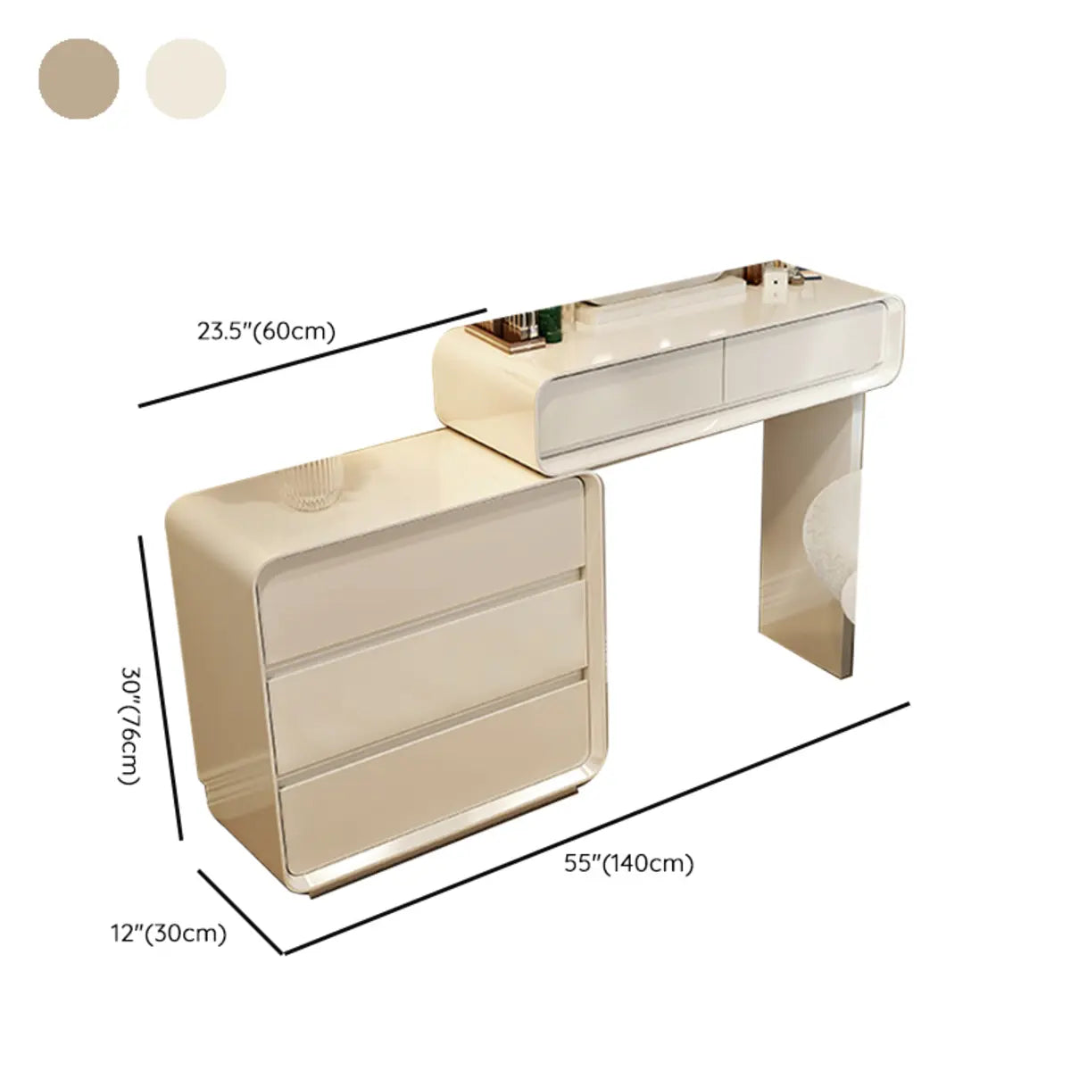 Modern Adjustable Wood Bedroom White Large 5 Drawers Vanity