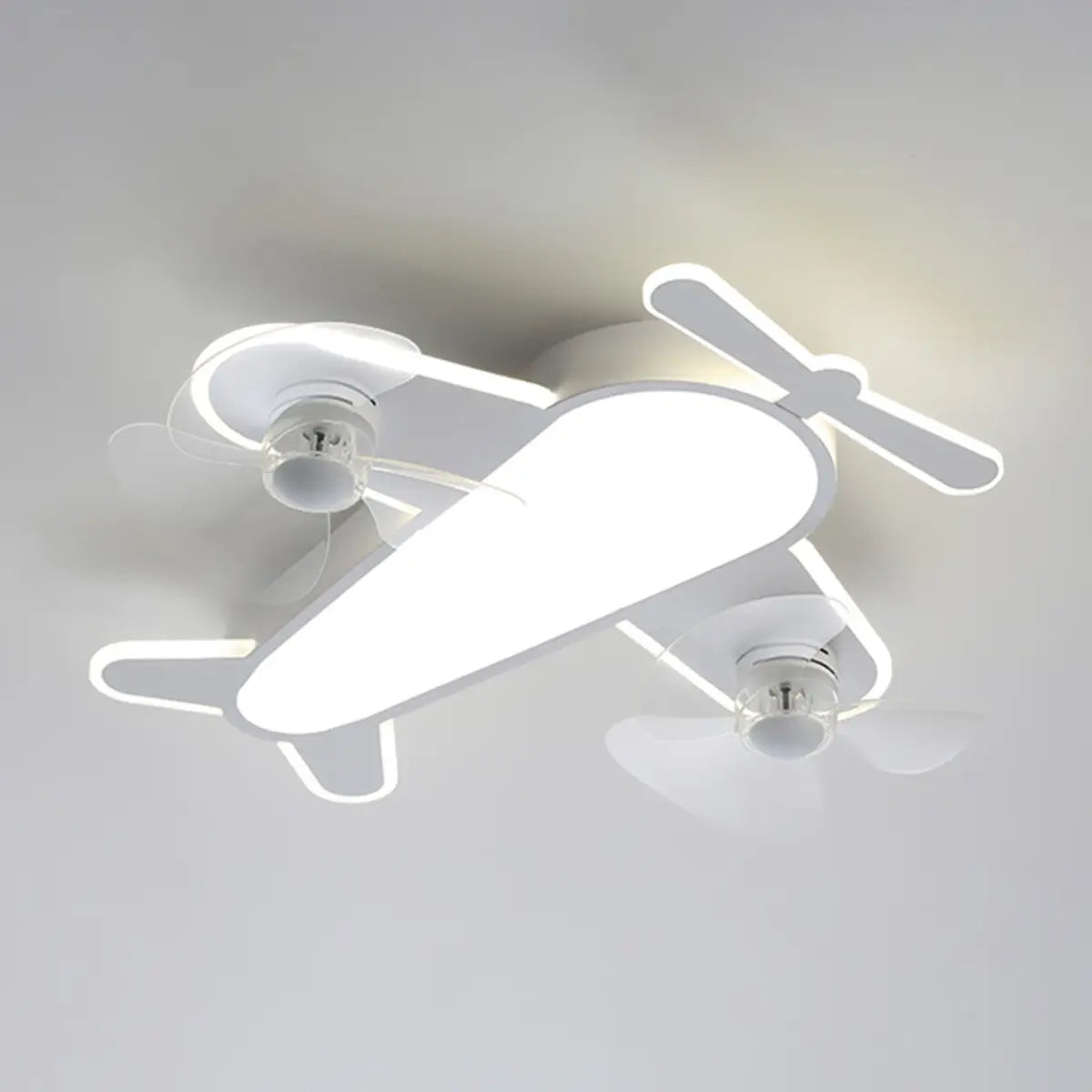 Flush Mount Kids Room Airplane Ceiling Fan with Light Image - 11