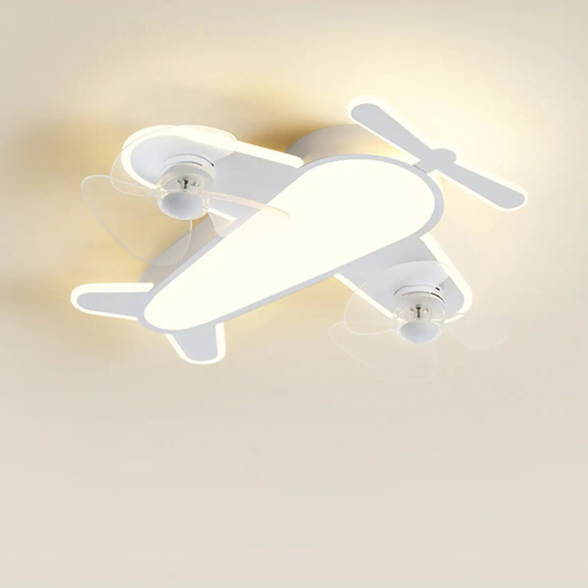 Flush Mount Kids Room Airplane Ceiling Fan with Light Image - 12