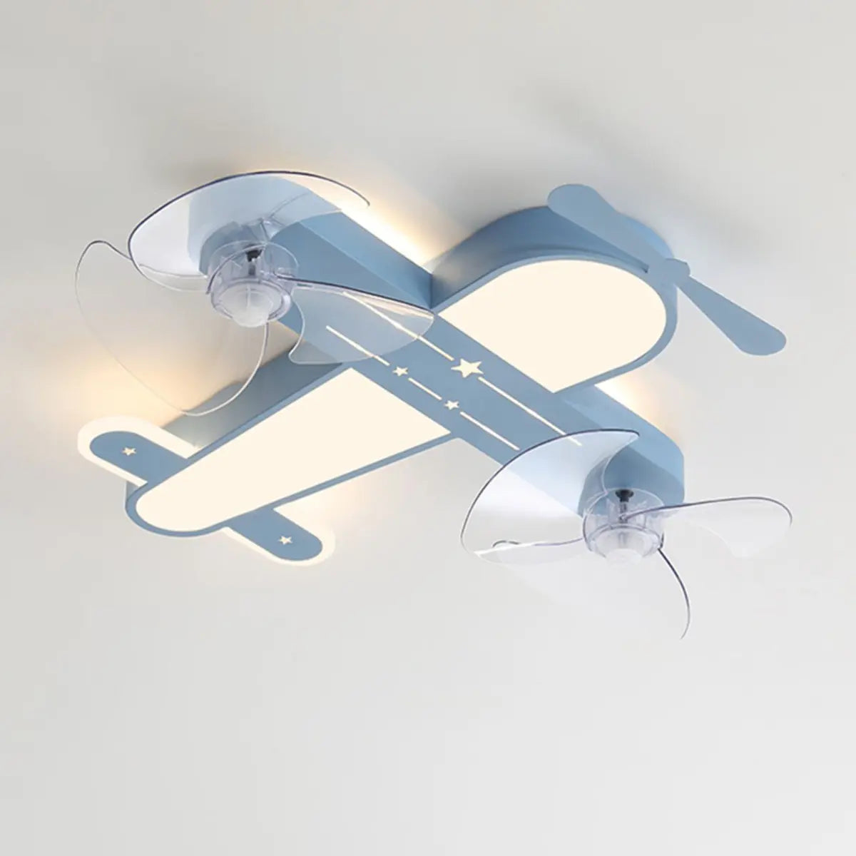 Flush Mount Kids Room Airplane Ceiling Fan with Light Image - 13