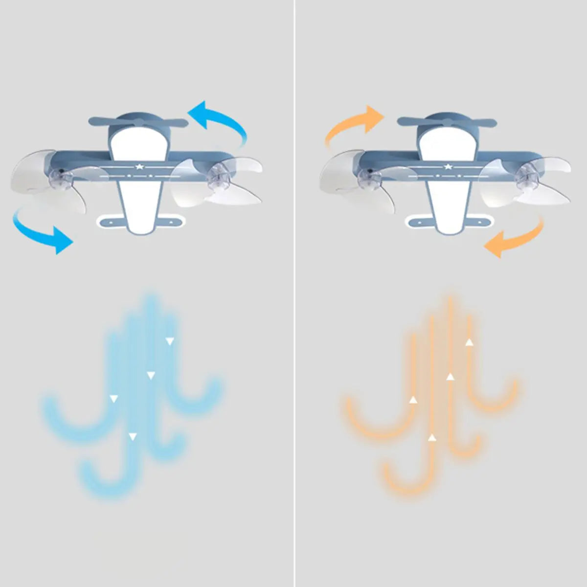 Flush Mount Kids Room Airplane Ceiling Fan with Light Image - 19