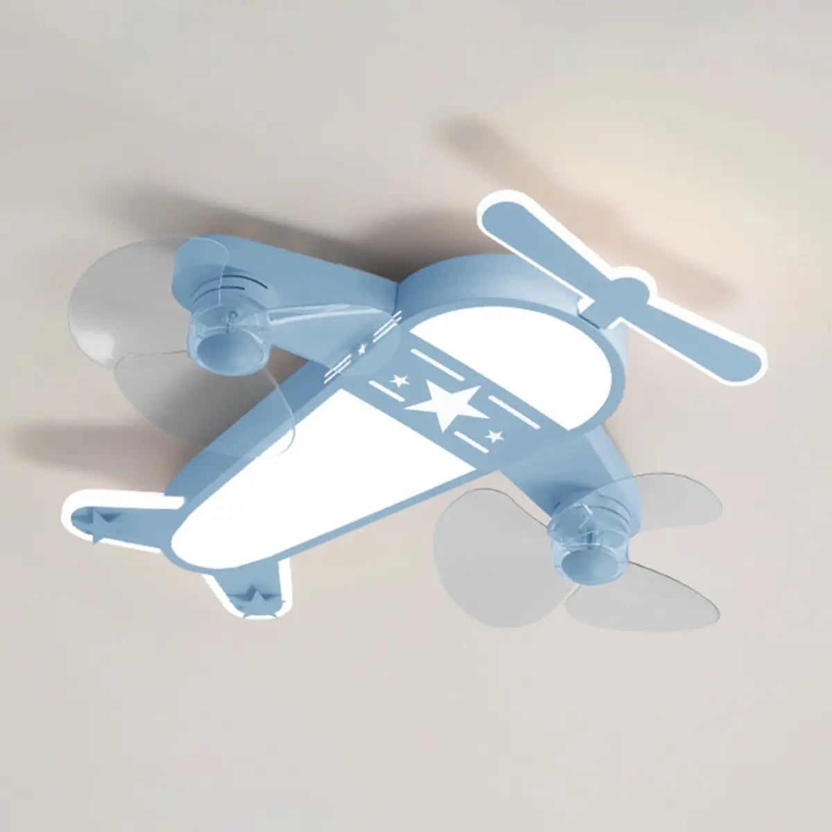 Flush Mount Kids Room Airplane Ceiling Fan with Light Image - 2
