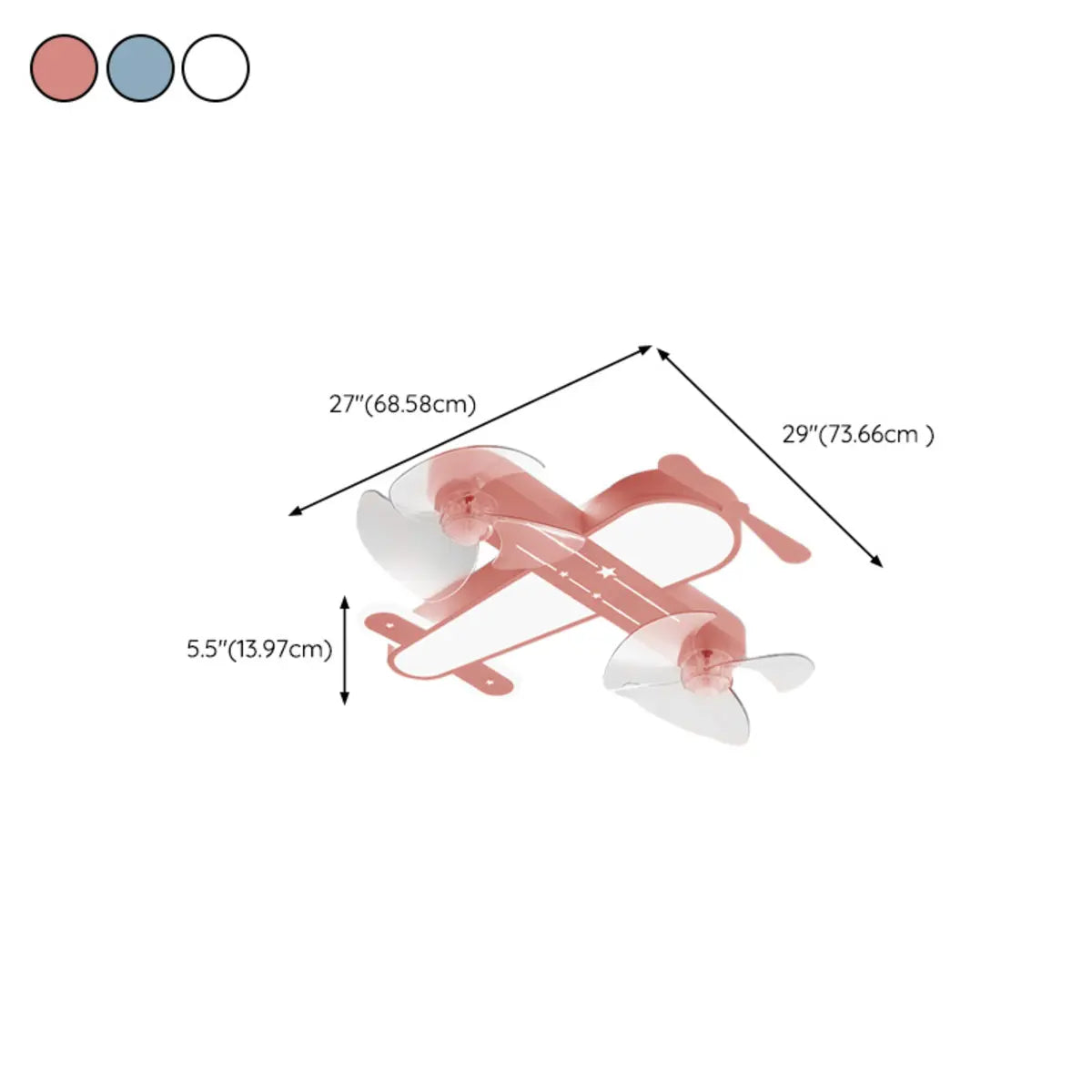 Flush Mount Kids Room Airplane Ceiling Fan with Light