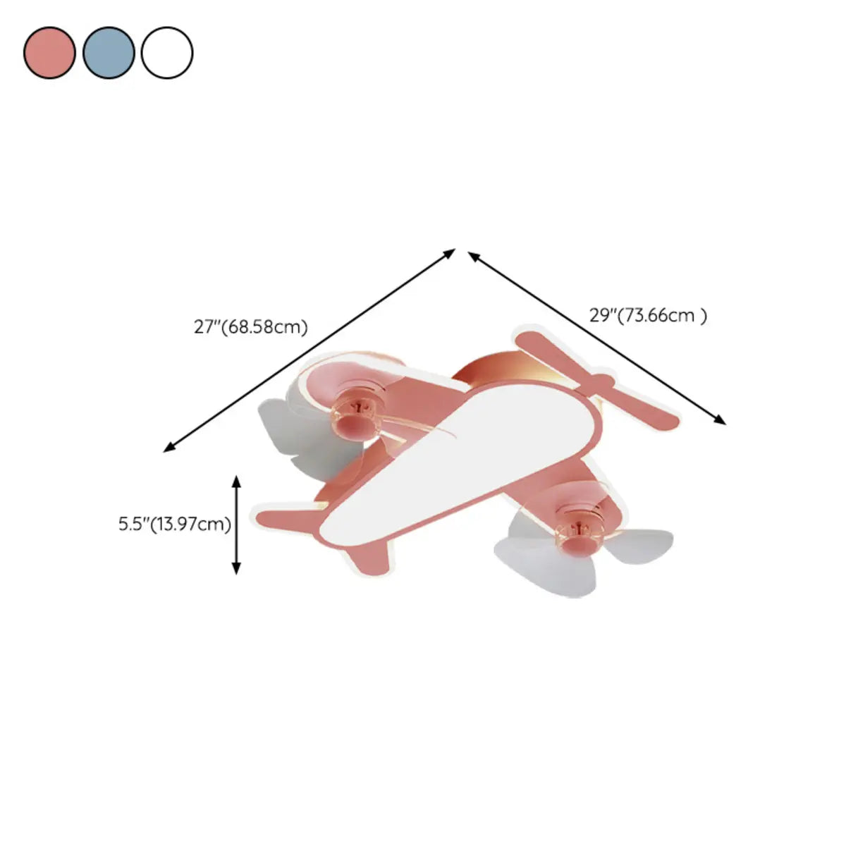 Flush Mount Kids Room Airplane Ceiling Fan with Light Image - 26