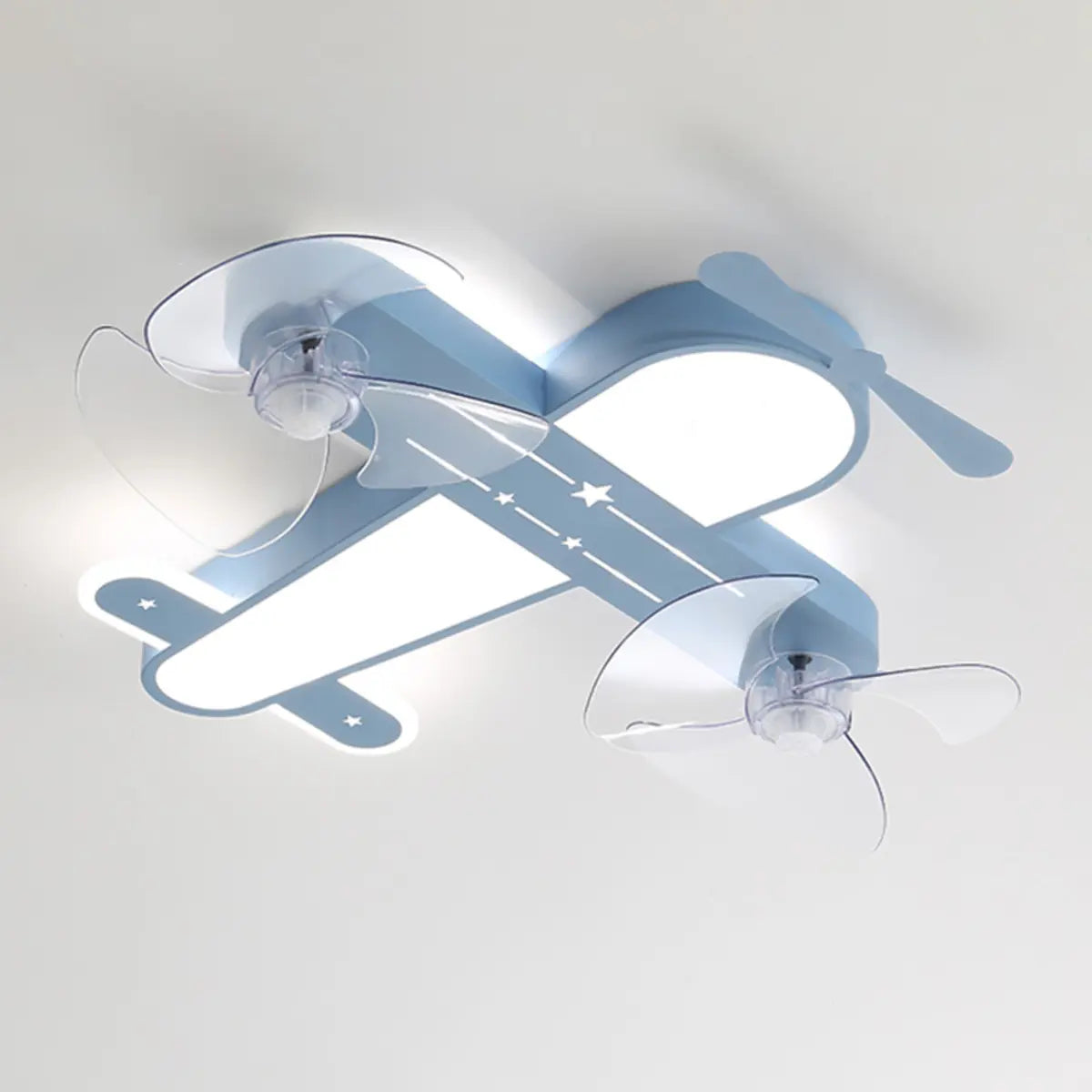 Flush Mount Kids Room Airplane Ceiling Fan with Light Image - 4