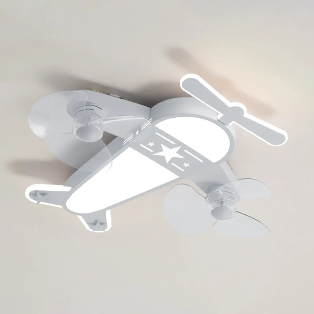 Flush Mount Kids Room Airplane Ceiling Fan with Light Image - 8